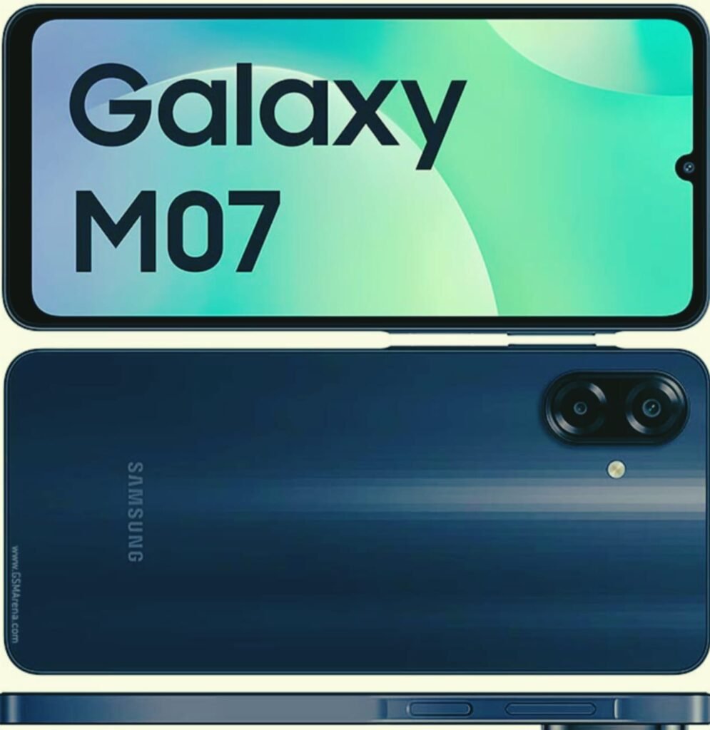 Samsung Galaxy M07 front display and sleek back design best mobile under 15000