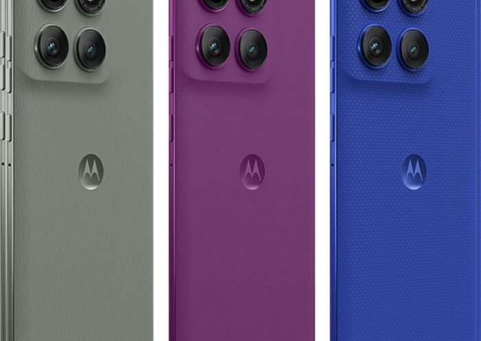 Motorola Edge 60 Pro smartphone displaying its curved pOLED screen and rear camera module