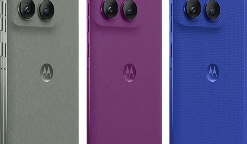 Motorola Edge 60 Pro smartphone displaying its curved pOLED screen and rear camera module