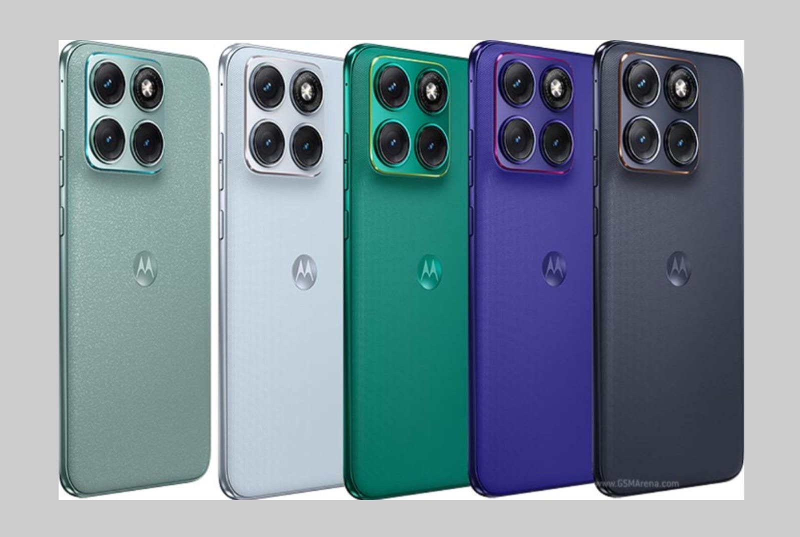 Motorola Edge 70 Fusion 5G smartphone in Pantone Country Air color with curved AMOLED display and dual camera setup.