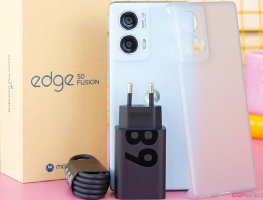Motorola Edge 50 Fusion 5G smartphone with 3D curved pOLED display and vegan leather back