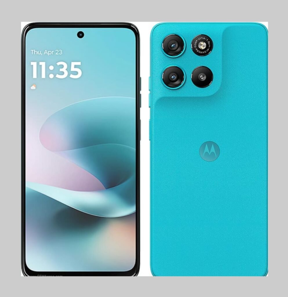 Motorola G67 Power 5G smartphone with vegan leather back panel