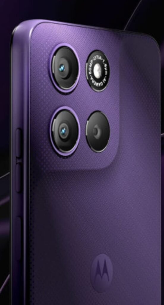 Motorola Moto G67 Power 5G smartphone with vegan leather back panel