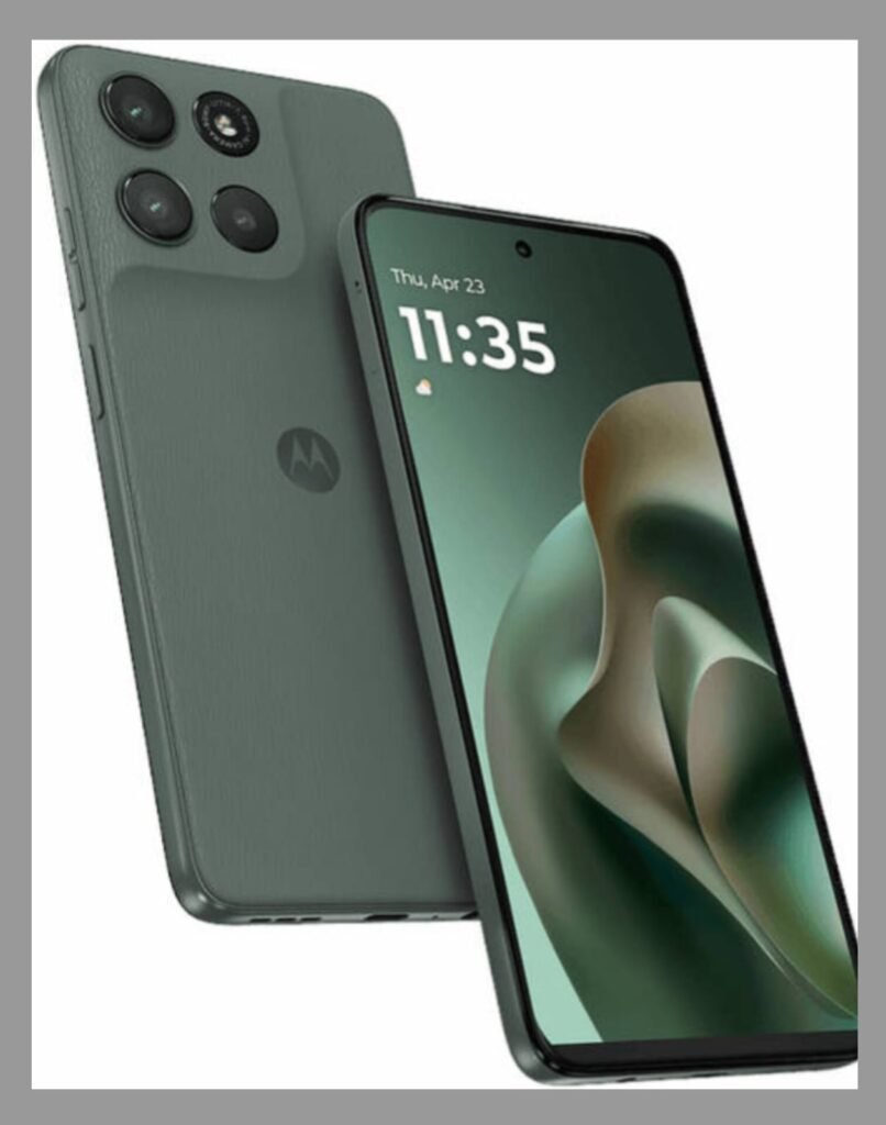 Motorola Moto G67 Power 5G smartphone with vegan leather back panel