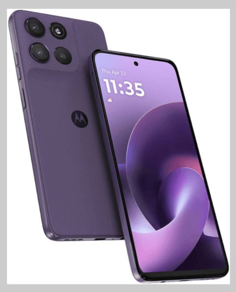 Motorola G67 Power 5G smartphone with vegan leather back panel