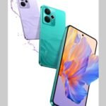Front and back view of the Realme 14T 5G smartphone showing its sleek design and camera module.