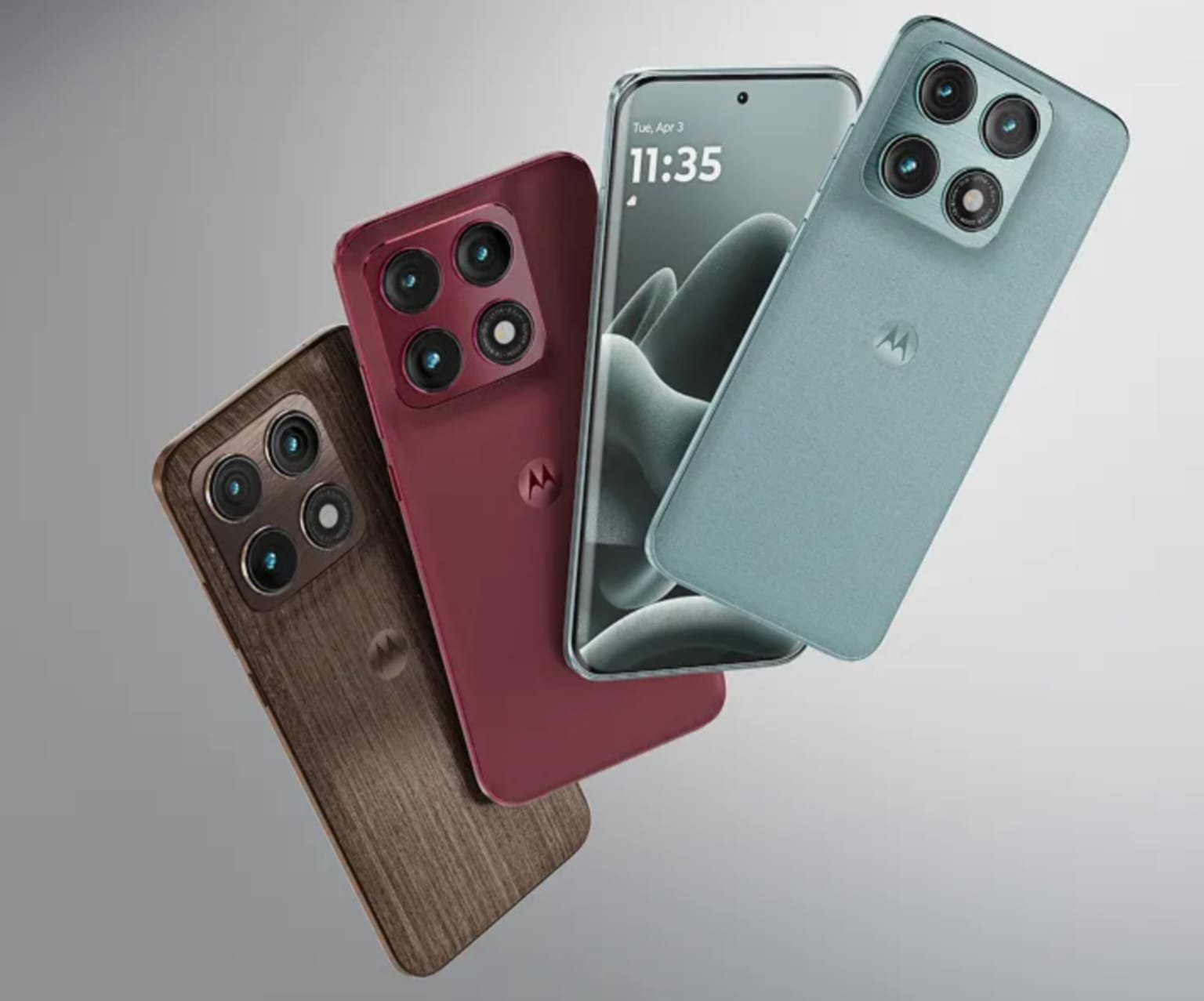Motorola Edge 70 Pro Plus 5G in Pantone Zinfandel color showing quad curved AMOLED display and triple camera